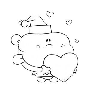 Cupid with santa hat holding heart listed in characters decals.