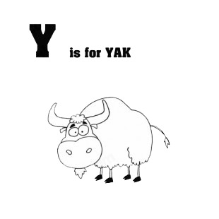 Alphabet Y is for yak yak listed in characters decals.