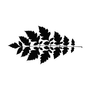 Multiple small lobbed leaves on twig silhouette listed in plants decals.