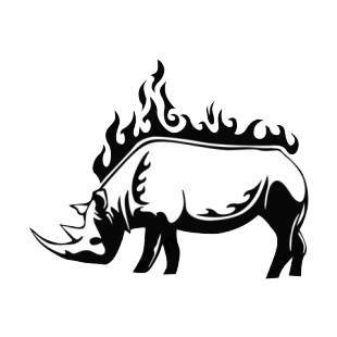 Flamboyant rhinoceros listed in flames decals.
