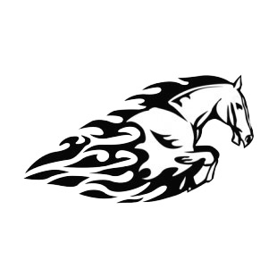 Flamboyant horse jumping listed in flames decals.