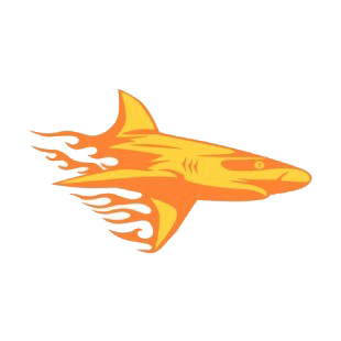 Flamboyant shark listed in flames decals.