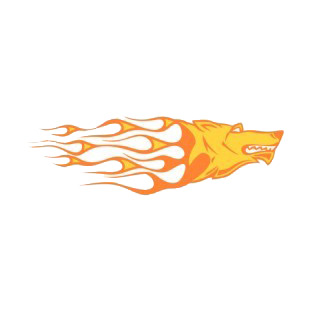 Flamboyant wolf head listed in flames decals.