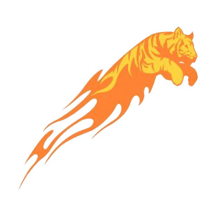 Flamboyant tiger jumping listed in flames decals.