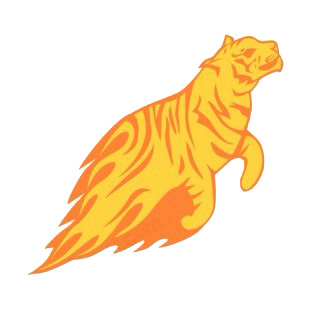 Flamboyant  tiger jumping listed in flames decals.