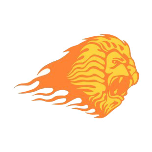 Flamboyant lion head roaring listed in flames decals.