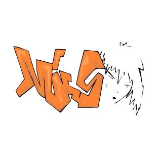 Orange word graffiti with woman face drawing listed in graffiti decals.