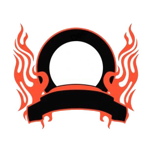 Black circle and red flames template  listed in flames decals.