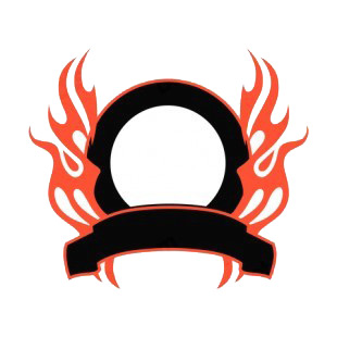 Black circle and red flames template  listed in flames decals.