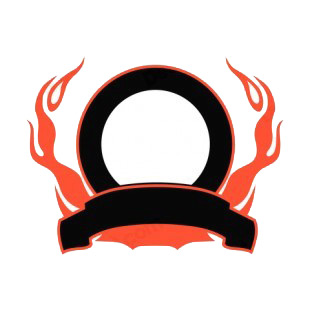 Black circle and red flames template  listed in flames decals.