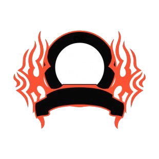 Black circle and red flames template  listed in flames decals.