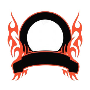 Black circle and red flames template  listed in flames decals.