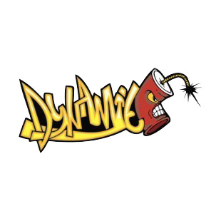 Orange dynamite word angry dynamite stick drawing listed in graffiti decals.