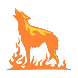 Flamboyant wolf calling listed in flames decals.
