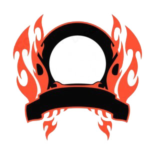 Black circle and red flames template  listed in flames decals.