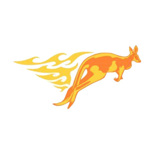 Flamboyant kangaroo jumping listed in flames decals.