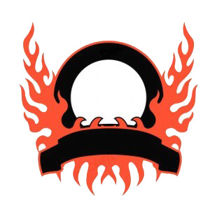 Black circle and red flames template  listed in flames decals.