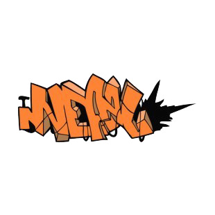 Orange and black word graffiti listed in graffiti decals.