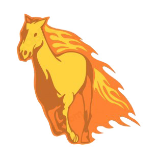 Flamboyant horse running listed in flames decals.