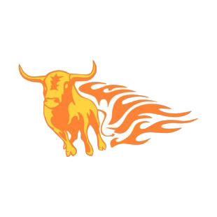 Flamboyant bull running listed in flames decals.