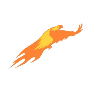 Flamboyant eagle flying up listed in flames decals.