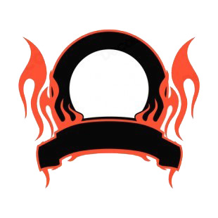 Black circle and red flames template  listed in flames decals.