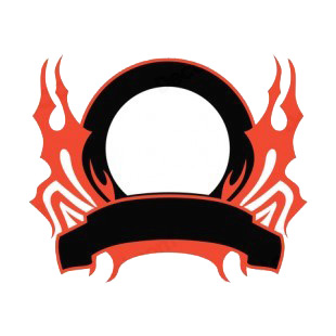 Black circle and red flames template  listed in flames decals.
