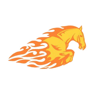 Flamboyant horse jumping listed in flames decals.