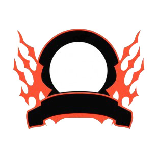 Black circle and red flames template  listed in flames decals.