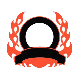 Black circle and red flames template  listed in flames decals.