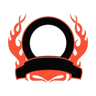 Black circle and red flames template  listed in flames decals.