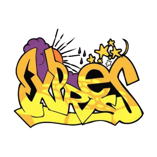 Yellow and purple express word graffiti listed in graffiti decals.
