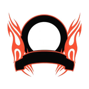 Black circle and red flames template  listed in flames decals.