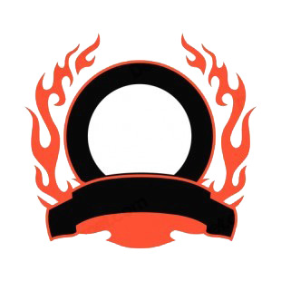 Black circle and red flames template  listed in flames decals.