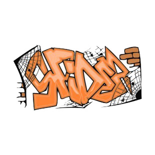 Orange spider word graffiti spider web drawing listed in graffiti decals.