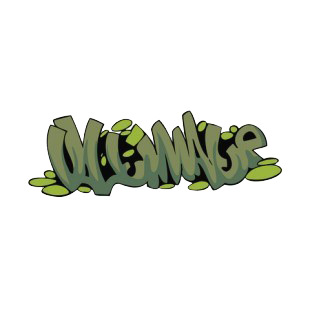 Green momie word graffiti listed in graffiti decals.