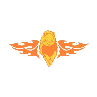 Flamboyant lion running listed in flames decals.