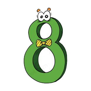 Green number 8 eight with bow tie listed in letters and numbers decals.