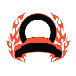 Black circle and red flames template  listed in flames decals.