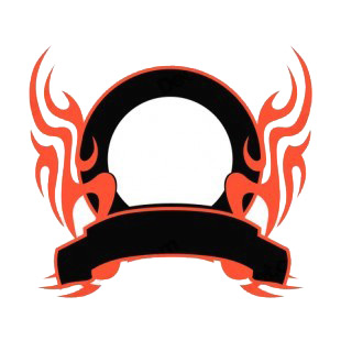 Black circle and red flames template  listed in flames decals.