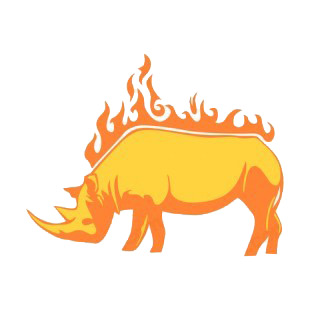 Flamboyant rhinoceros listed in flames decals.