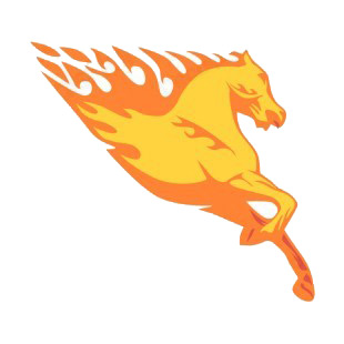 Flamboyant horse running listed in flames decals.