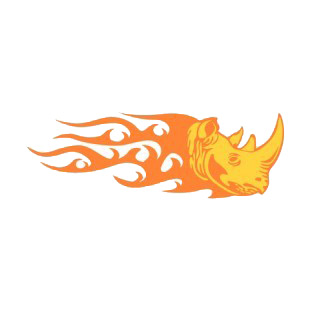 Flamboyant rhinoceros head listed in flames decals.