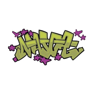Green word graffiti with green stars drawing listed in graffiti decals.