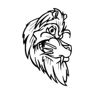 Lion face with whiskers mascot listed in mascots decals.