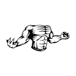 Muscular body with hands with claws mascot listed in mascots decals.