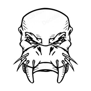 Walrus face with tusks and whiskers mascot listed in mascots decals.