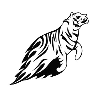 Flamboyant tiger jumping listed in flames decals.
