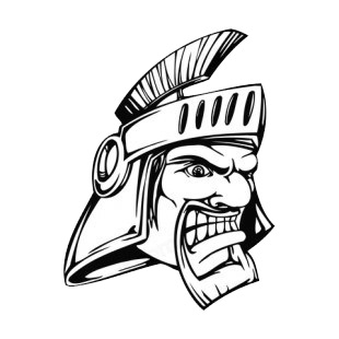 Angry man face with roman helmet mascot listed in mascots decals.