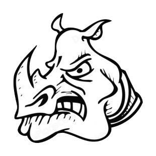 Angry rhinoceros face mascot listed in mascots decals.